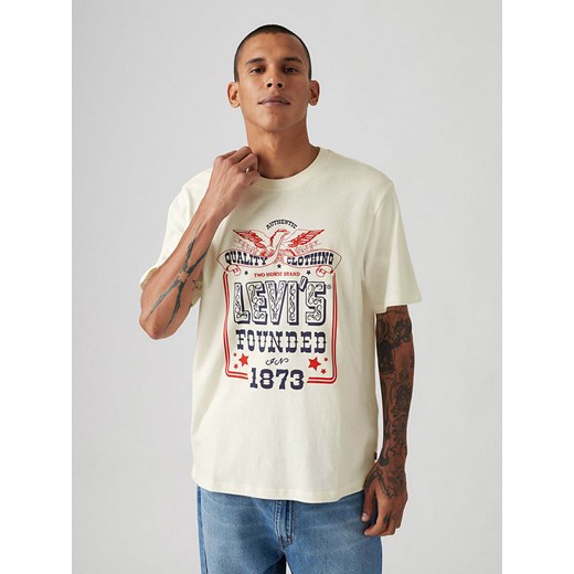 Levi's Koszulka w kolorze kremowym ze wzorem L wyprzedaż Limango Polska
