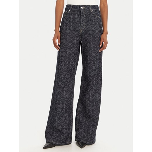HUGO Jeansy 50541522 Granatowy Wide Leg ze sklepu MODIVO w kategorii Jeansy damskie - zdjęcie 184686794