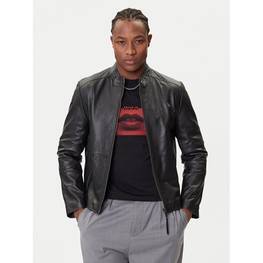 HUGO Kurtka skórzana Lokis-3 50540984 Czarny Slim Fit ze sklepu MODIVO w kategorii Kurtki męskie - zdjęcie 184686824