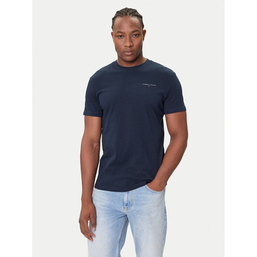 Tommy Jeans T-Shirt Linear Chest DM0DM21780 Granatowy Slim Fit ze sklepu MODIVO w kategorii T-shirty męskie - zdjęcie 184686844
