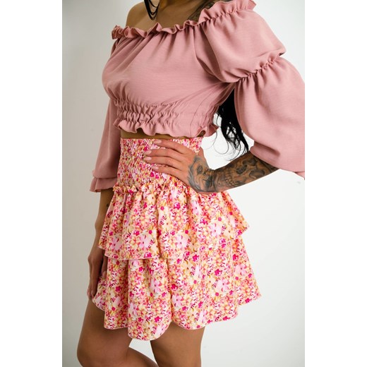 SPÓDNICA MINI W KWIATY Z FALBANAMI ze sklepu olika.com.pl w kategorii Spódnice - zdjęcie 184687633