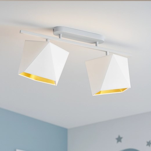 Biała 2-punktowa lampa sufitowa do salonu AKRON GOLD ze sklepu Lysne w kategorii Lampy sufitowe - zdjęcie 184688094