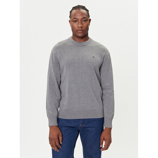 Calvin Klein Jeans Sweter LV04RC309G Szary Regular Fit ze sklepu MODIVO w kategorii Swetry męskie - zdjęcie 184688533