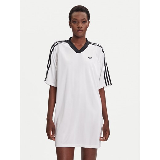 adidas Sukienka codzienna adicolor Football Jacquard KB8153 Biały Oversize ze sklepu MODIVO w kategorii Sukienki - zdjęcie 184688541