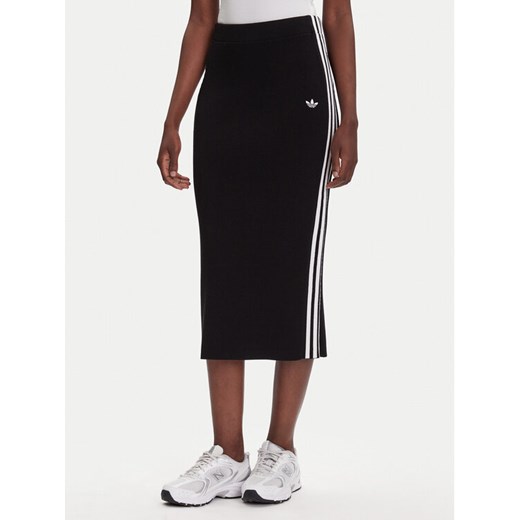 adidas Spódnica ołówkowa adicolor Knit 3-Stripes JW2661 Czarny Regular Fit ze sklepu MODIVO w kategorii Spódnice - zdjęcie 184688603