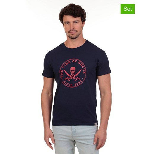 The Time of Bocha Koszulki (2 szt.) w kolorze granatowo-białym ze sklepu Limango Polska w kategorii T-shirty męskie - zdjęcie 184689494