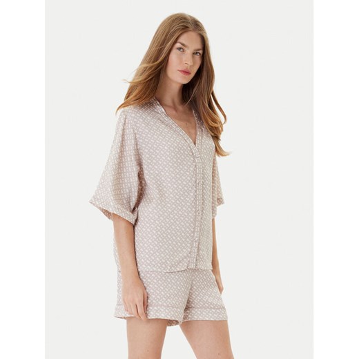 BOSS Koszulka piżamowa Sateen 50545615 Beżowy Relaxed Fit ze sklepu MODIVO w kategorii Piżamy damskie - zdjęcie 184691032
