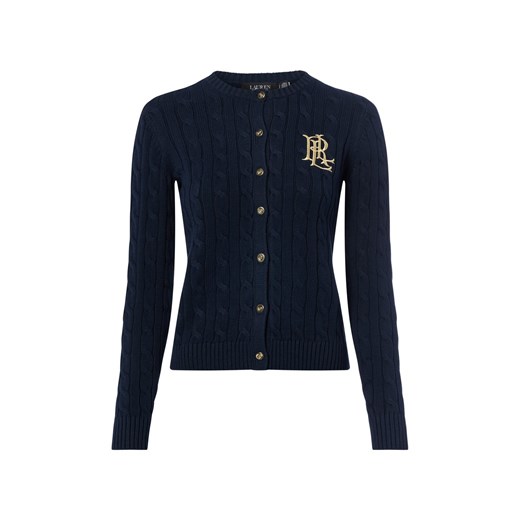 Lauren Ralph Lauren Kardigan damski Kobiety Bawełna granatowy jednolity ze sklepu vangraaf w kategorii Swetry damskie - zdjęcie 184691641