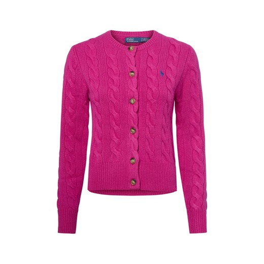 Polo Ralph Lauren Kardigan damski z zawartością kaszmiru Kobiety Kaszmir fuksja jednolity ze sklepu vangraaf w kategorii Swetry damskie - zdjęcie 184691700
