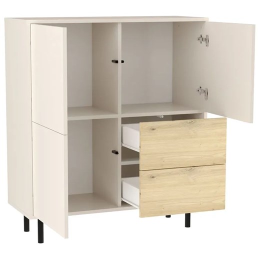 Komoda na nóżkach z 2 szufladami kaszmir + dąb artisan - Liosso 4X Elior One Size Edinos.pl