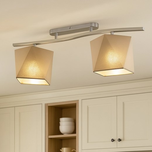 Beżowa lampa sufitowa 2-płomienna na listwie do salonu CORONA ze sklepu Lysne w kategorii Lampy sufitowe - zdjęcie 184693660