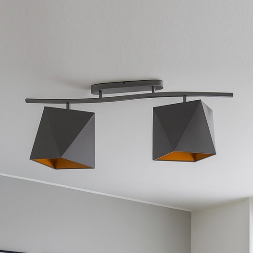 Regulowana lampa sufitowa do salonu z abażurem LED CORONA GOLD ze sklepu Lysne w kategorii Lampy sufitowe - zdjęcie 184693674