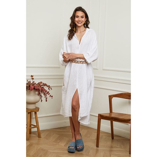 Plume Lniana sukienka &quot;Dyana&quot; w kolorze białym Plume L okazja Limango Polska