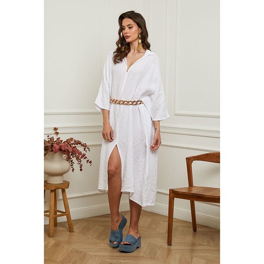 Plume Lniana sukienka &quot;Dyana&quot; w kolorze białym Plume L Limango Polska wyprzedaż