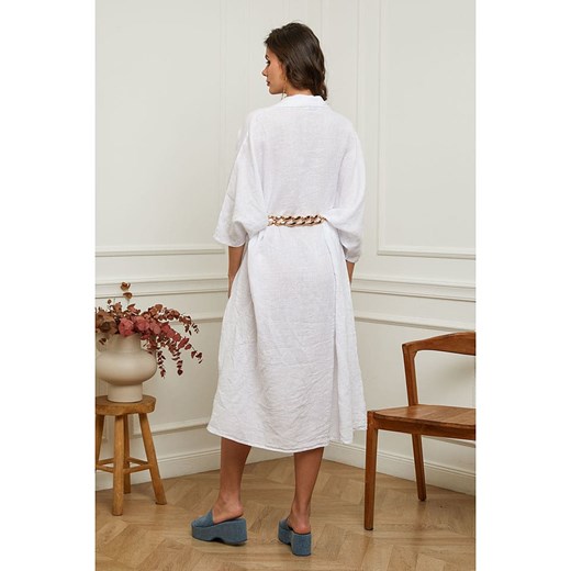 Plume Lniana sukienka &quot;Dyana&quot; w kolorze białym Plume L wyprzedaż Limango Polska
