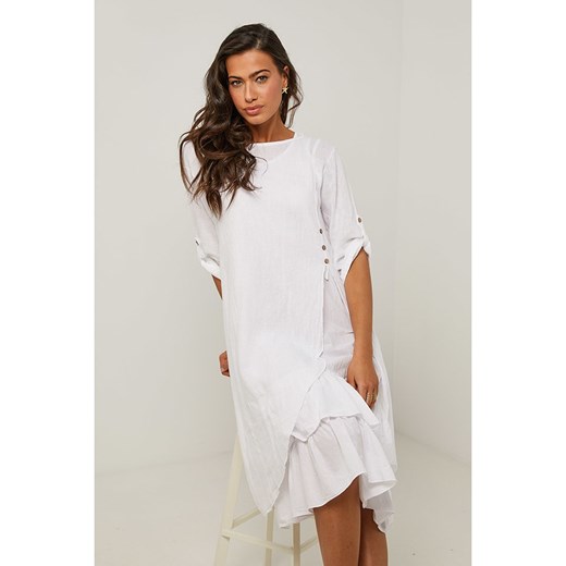 Le Monde du Lin Lniana sukienka w kolorze białym Le Monde Du Lin 36/38 promocja Limango Polska