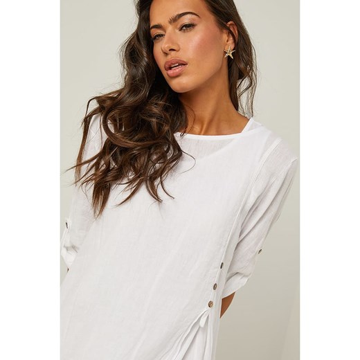 Le Monde du Lin Lniana sukienka w kolorze białym Le Monde Du Lin 36/38 okazyjna cena Limango Polska