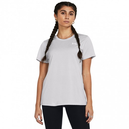 Damska koszulka treningowa Under Armour Tech SSC- Twist - szara ze sklepu Sportstylestory.com w kategorii Bluzki damskie - zdjęcie 184695502