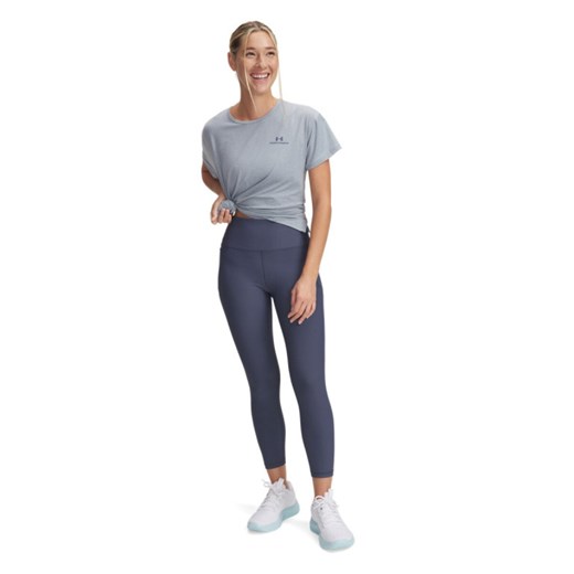 Damskie legginsy treningowe Under Armour Meridian Rib Ankle Leg - szare ze sklepu Sportstylestory.com w kategorii Spodnie damskie - zdjęcie 184695534