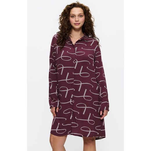 Triumph koszula nocna damska rozpinana Boyfriend Fit 10221525-M005, Kolor bordowy-wzór, Rozmiar 36, Triumph ze sklepu Intymna w kategorii Koszule nocne - zdjęcie 184696013