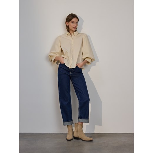 Reserved - Skórzane botki - beżowy ze sklepu Reserved w kategorii Botki - zdjęcie 184696090