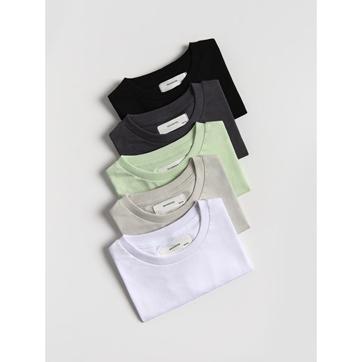 Reserved - Bawełniany t-shirt 5 pack - ciemnoszary ze sklepu Reserved w kategorii T-shirty chłopięce - zdjęcie 184696263