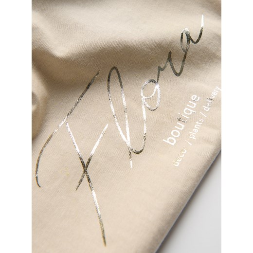 Reserved - T-shirt z nadrukiem - beżowy Reserved L Reserved