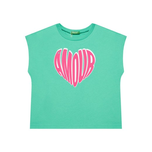 United Colors Of Benetton Top 3JERC10PB Zielony Regular Fit ze sklepu MODIVO w kategorii Bluzki dziewczęce - zdjęcie 184697080