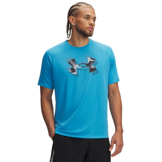 Męska koszulka treningowa Under Armour UA M Tech Print Fill SS - niebieska ze sklepu Sportstylestory.com w kategorii T-shirty męskie - zdjęcie 184697574