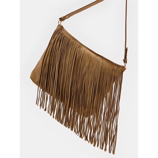 Mohito - Skórzana torebka z frędzlami - beżowy Mohito ONE SIZE Mohito