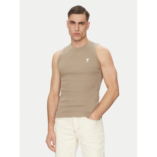 AMI PARIS Tank top HTK060.JE0117 Khaki Regular Fit ze sklepu MODIVO w kategorii T-shirty męskie - zdjęcie 184698961