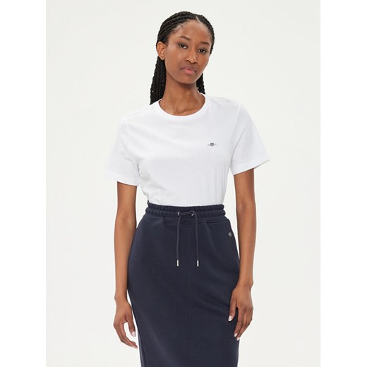 Gant T-Shirt Shield 4200200 Biały Regular Fit ze sklepu MODIVO w kategorii Bluzki damskie - zdjęcie 184701644