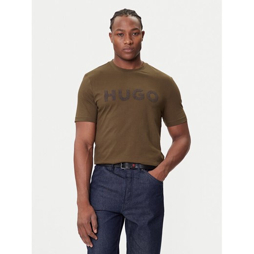 HUGO T-Shirt Dulivio 50542737 Brązowy Regular Fit ze sklepu MODIVO w kategorii T-shirty męskie - zdjęcie 184706823