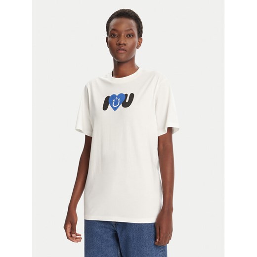HUGO T-Shirt Vintage 50545053 Écru Loose Fit ze sklepu MODIVO w kategorii Bluzki damskie - zdjęcie 184706893