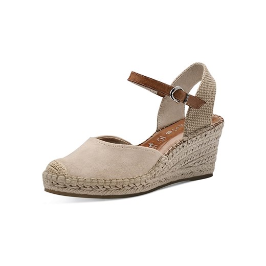 Tamaris Skórzane czółenka w kolorze beżowym na koturnie Tamaris 39 wyprzedaż Limango Polska