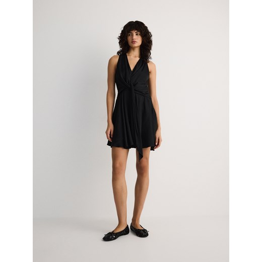 Reserved - Sukienka z ozdobnym wiązaniem - czarny ze sklepu Reserved w kategorii Sukienki - zdjęcie 184711530