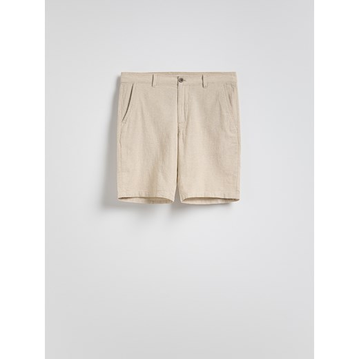 Reserved - Szorty regular z lnem - beżowy ze sklepu Reserved w kategorii Spodenki męskie - zdjęcie 184711633