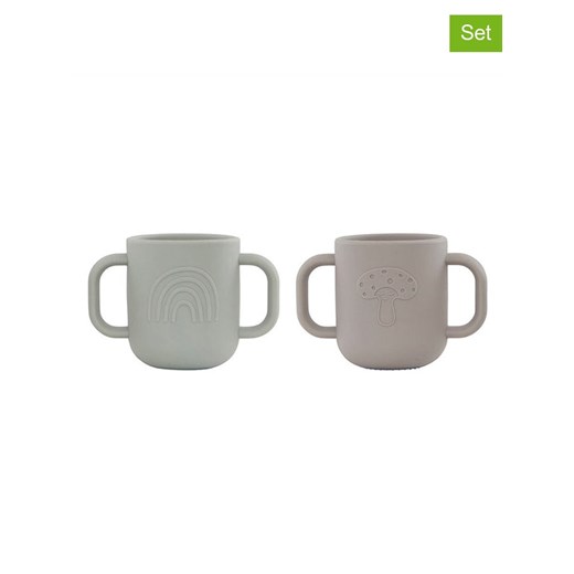 OYOY mini Kubki edukacyjne (2 szt.) &quot;Kappu&quot; w kolorze szaro-jasnoróżowym - 0+ ze sklepu Limango Polska w kategorii Naczynia dziecięce - zdjęcie 184713112