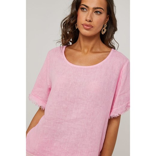 Le Monde du Lin Lniana bluzka w kolorze jasnoróżowym Le Monde Du Lin 38/40 wyprzedaż Limango Polska