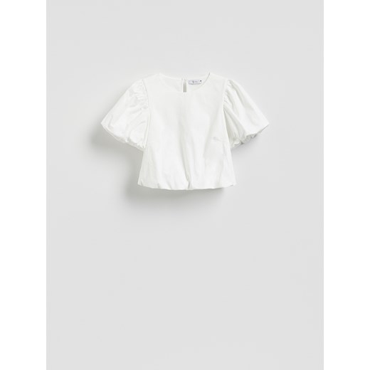 Reserved - Bluzka z bufiastymi rękawami - biały ze sklepu Reserved w kategorii Bluzki damskie - zdjęcie 184713834