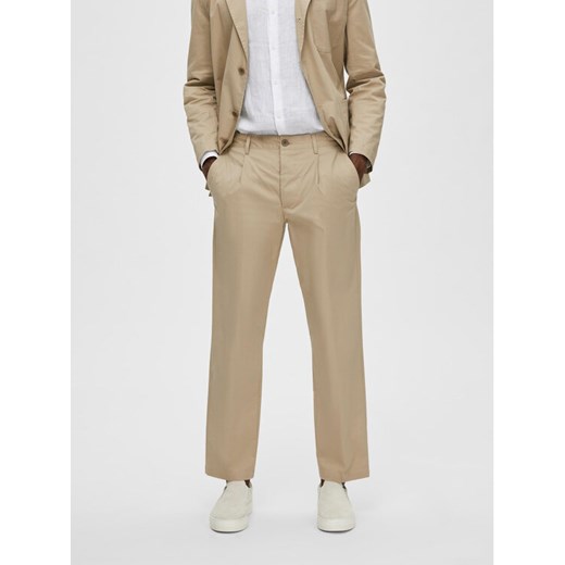 Selected Homme Chinosy 16088515 Beżowy Regular Fit ze sklepu MODIVO w kategorii Spodnie męskie - zdjęcie 184714492
