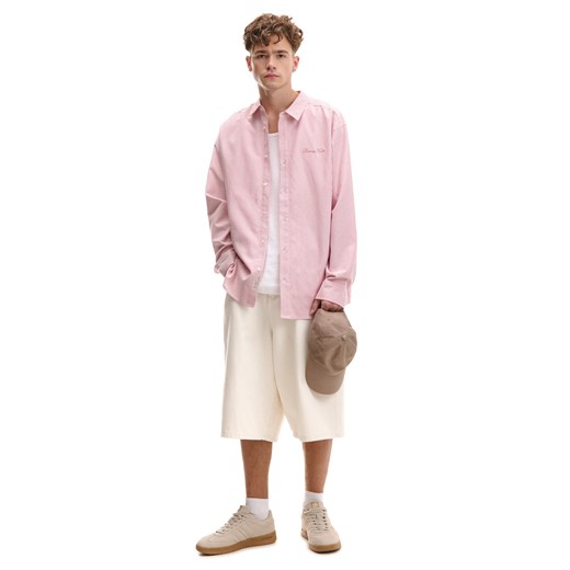 Cropp - Koszula w czerwone paski z haftem - czerwony Cropp XS Cropp