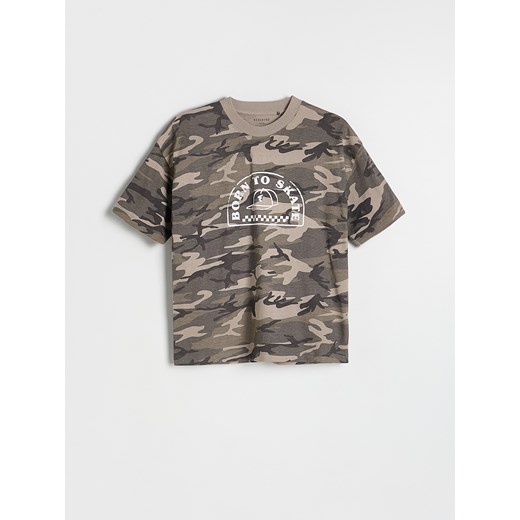 Reserved - Bawełniany t-shirt moro - jasny zielony ze sklepu Reserved w kategorii T-shirty chłopięce - zdjęcie 184715924