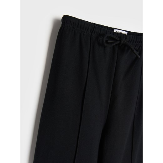 Sinsay - Spodnie wide leg z ozdobnymi przeszyciami - czarny Sinsay 158 (12-13 l) Sinsay