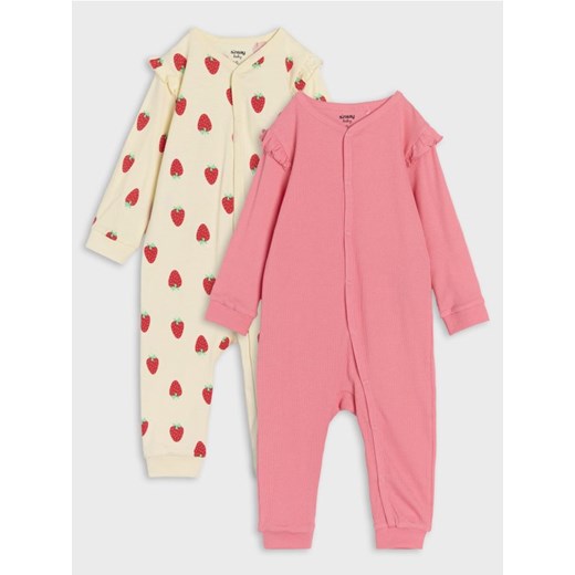 Sinsay - Pajacyki 2 pack z ozdobnymi falbanami - kremowy Sinsay 56 (Newborn) Sinsay promocja