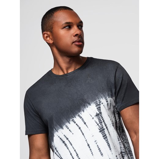 T-shirt męski bawełniany TIE DYE - grafitowy V1 S1617 L ombre okazyjna cena