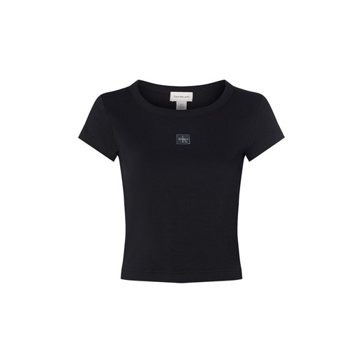 Calvin Klein Jeans Koszulka damska Kobiety Bawełna czarny jednolity ze sklepu vangraaf w kategorii Bluzki damskie - zdjęcie 184721301