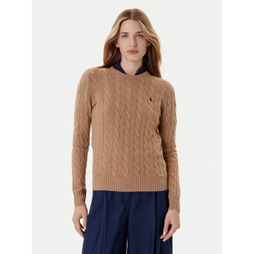 Polo Ralph Lauren Sweter 211971865002 Beżowy Slim Fit ze sklepu MODIVO w kategorii Swetry damskie - zdjęcie 184722430