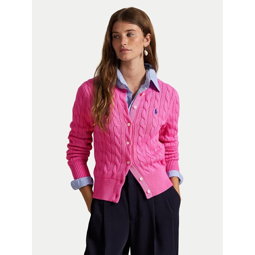 Polo Ralph Lauren Kardigan 211971868012 Różowy Slim Fit ze sklepu MODIVO w kategorii Swetry damskie - zdjęcie 184722473