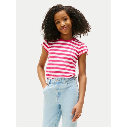 Tommy Hilfiger T-Shirt Essential KG0KG08744 Różowy Regular Fit ze sklepu MODIVO w kategorii Bluzki dziewczęce - zdjęcie 184722484